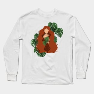 Plant lady abstract illustration 6 Long Sleeve T-Shirt